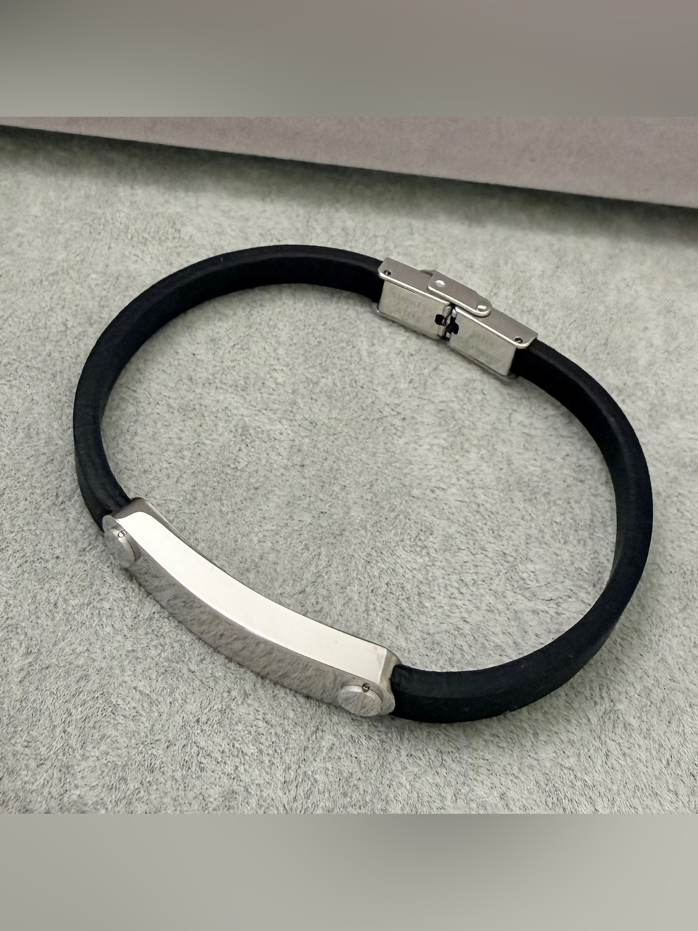 Men’s Black Silicone & Stainless Steel Bracelet | Sporty Minimalist ID Band